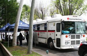An American Red Cross blood mobile parked in AUHS’ parking lot to receive donations from students on February 27, 2017.
